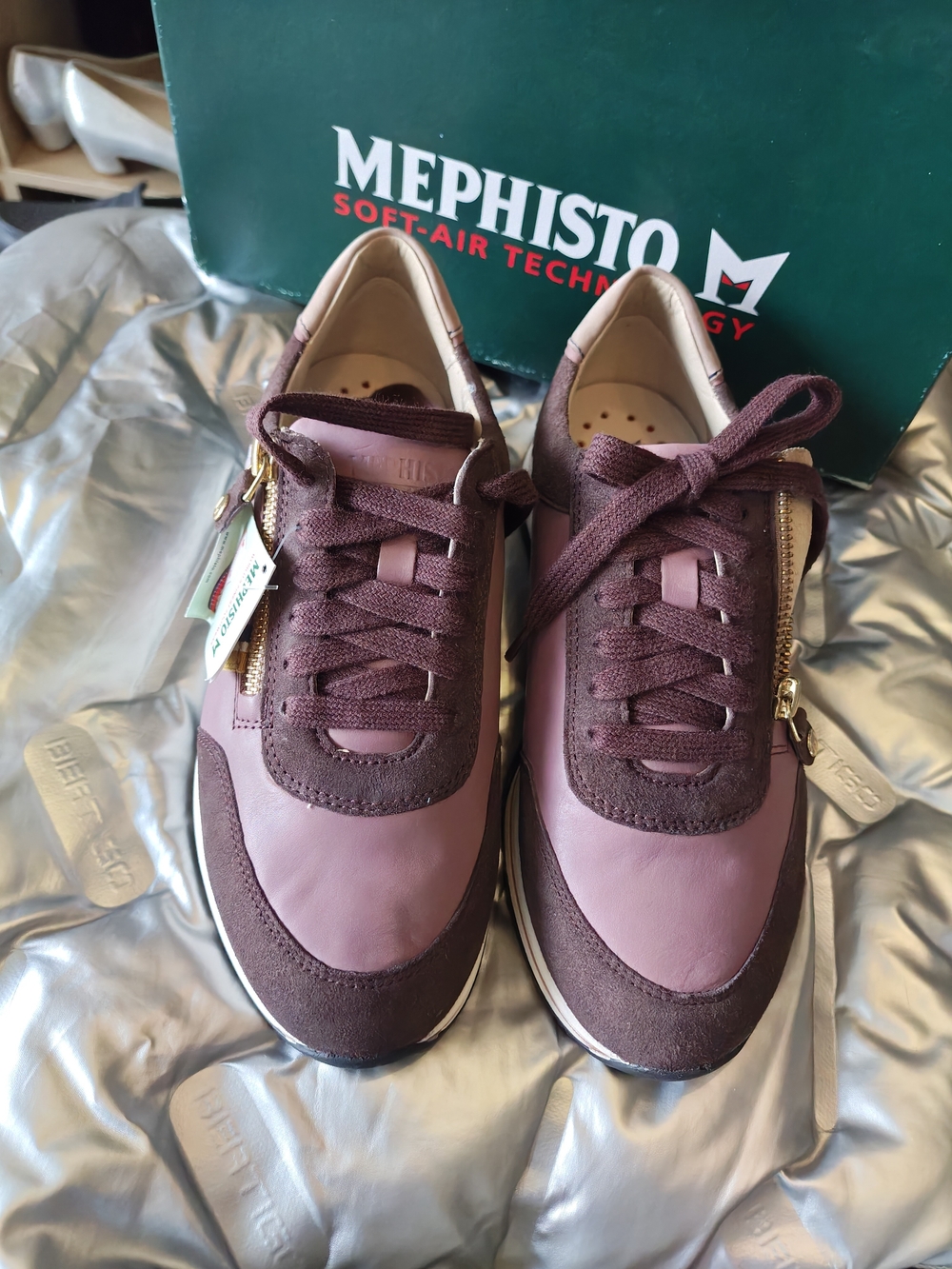 Mephisto Women's Burgundy Leather & Suede Sneaker